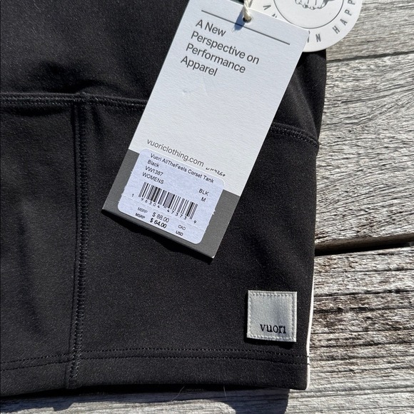 Vuori AllTheFeels Corset Tank black white size medium NWT - Picture 2 of 4